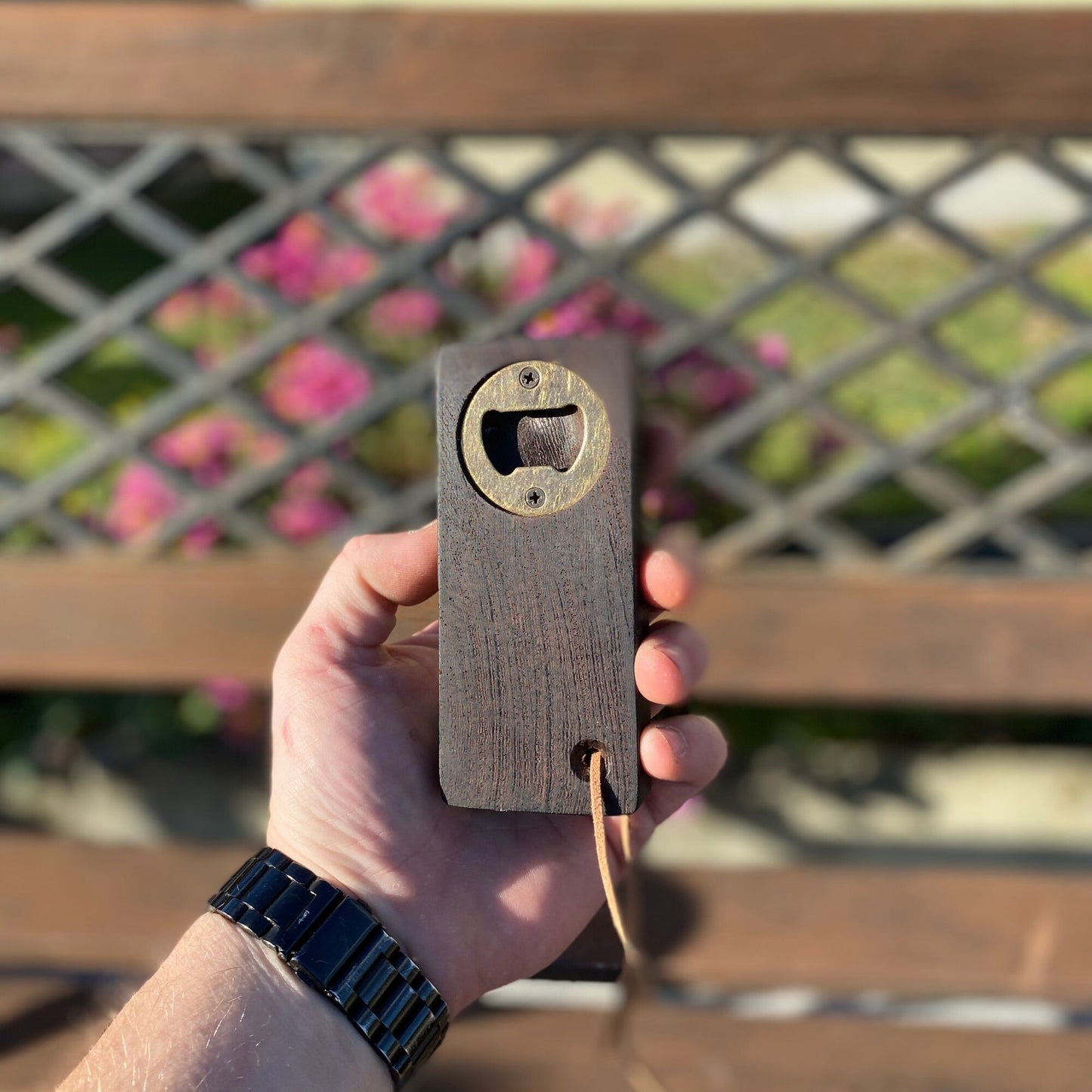 Flaschenöffner Holz Wenge Geschenk Edel | Bottleopener Hirnholz Bieröffner Vatertag Männergeschenk Edelholz