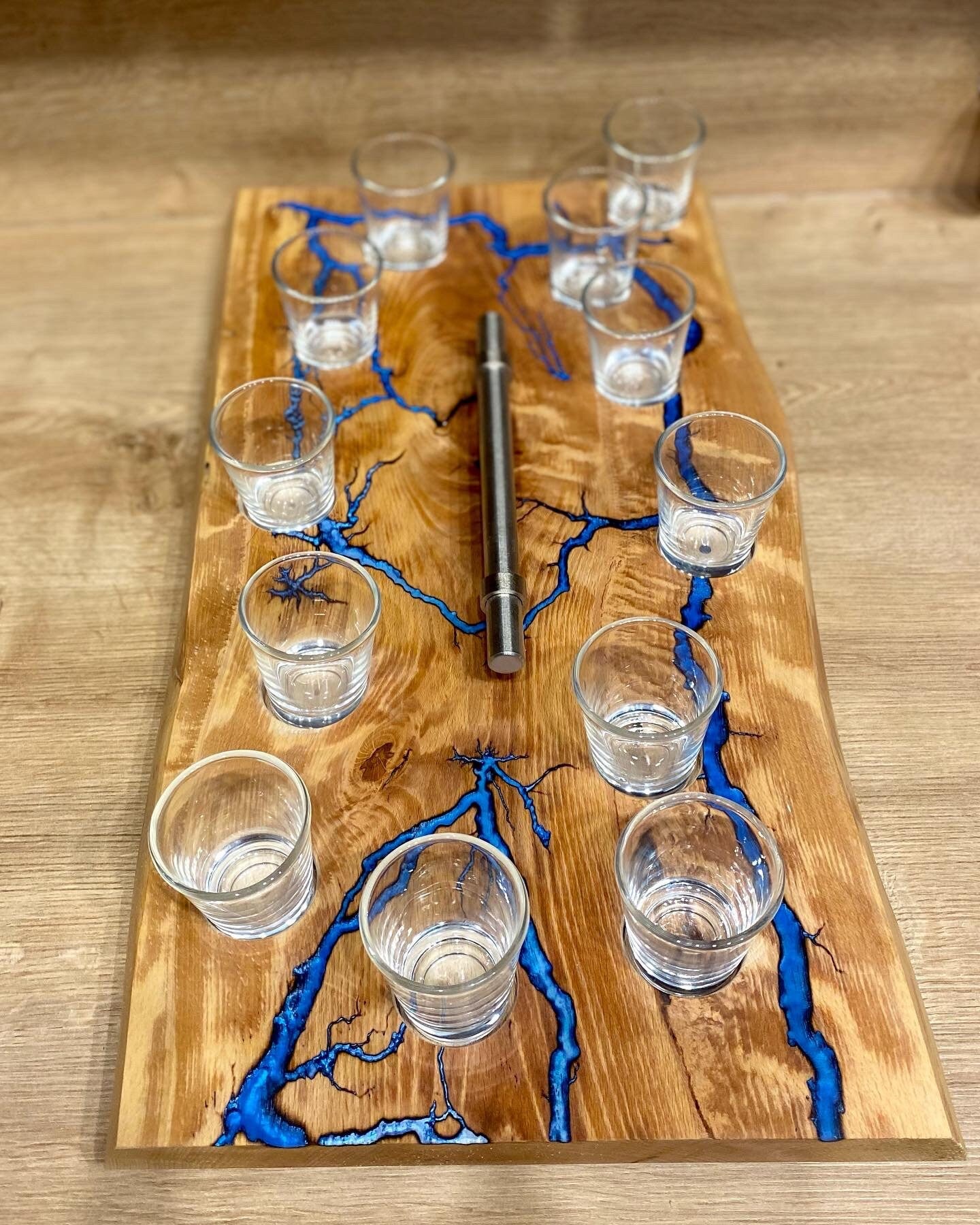 Schnapsglasbrett Shotgläser Lichtenbergfiguren | Epoxidharz Shotglass Bar Gläser | Männergeschenk Trinkspiel | Schnapsglas epoxy wood