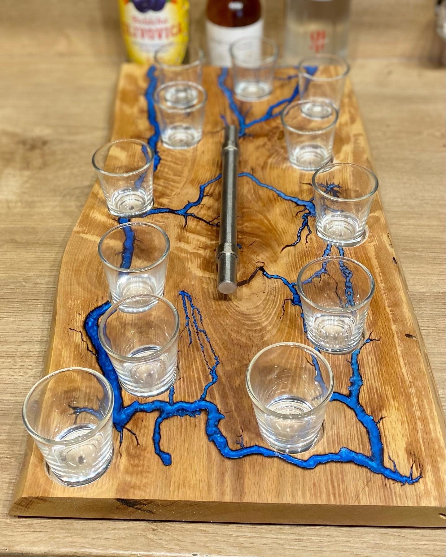 Schnapsglasbrett Shotgläser Lichtenbergfiguren | Epoxidharz Shotglass Bar Gläser | Männergeschenk Trinkspiel | Schnapsglas epoxy wood