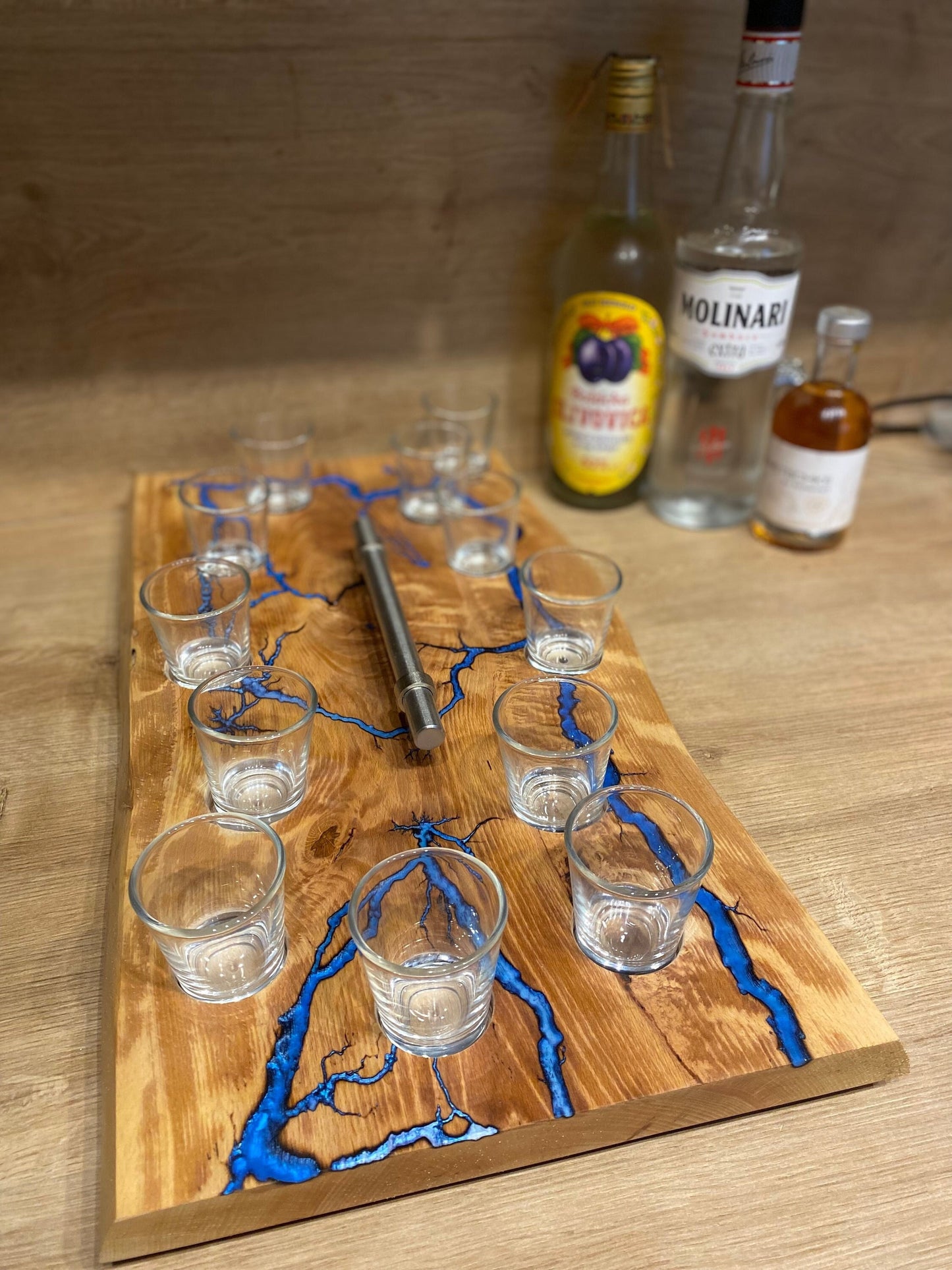 Schnapsglasbrett Shotgläser Lichtenbergfiguren | Epoxidharz Shotglass Bar Gläser | Männergeschenk Trinkspiel | Schnapsglas epoxy wood