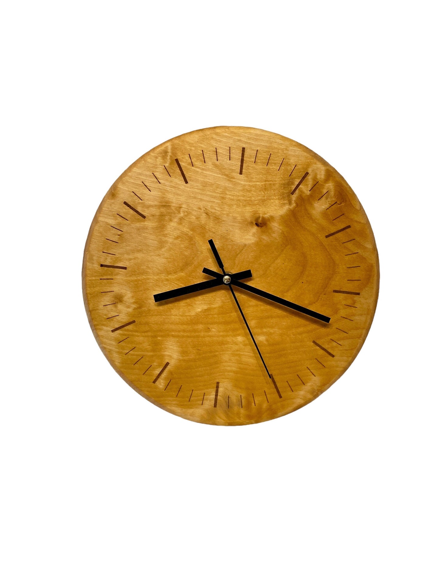 Wanduhr Birke Holz Woodclock Handmade Laser Design | Holzuhr Schwarze Zeiger modernes zeitloses Designerstück Unikat Wallclock Wood
