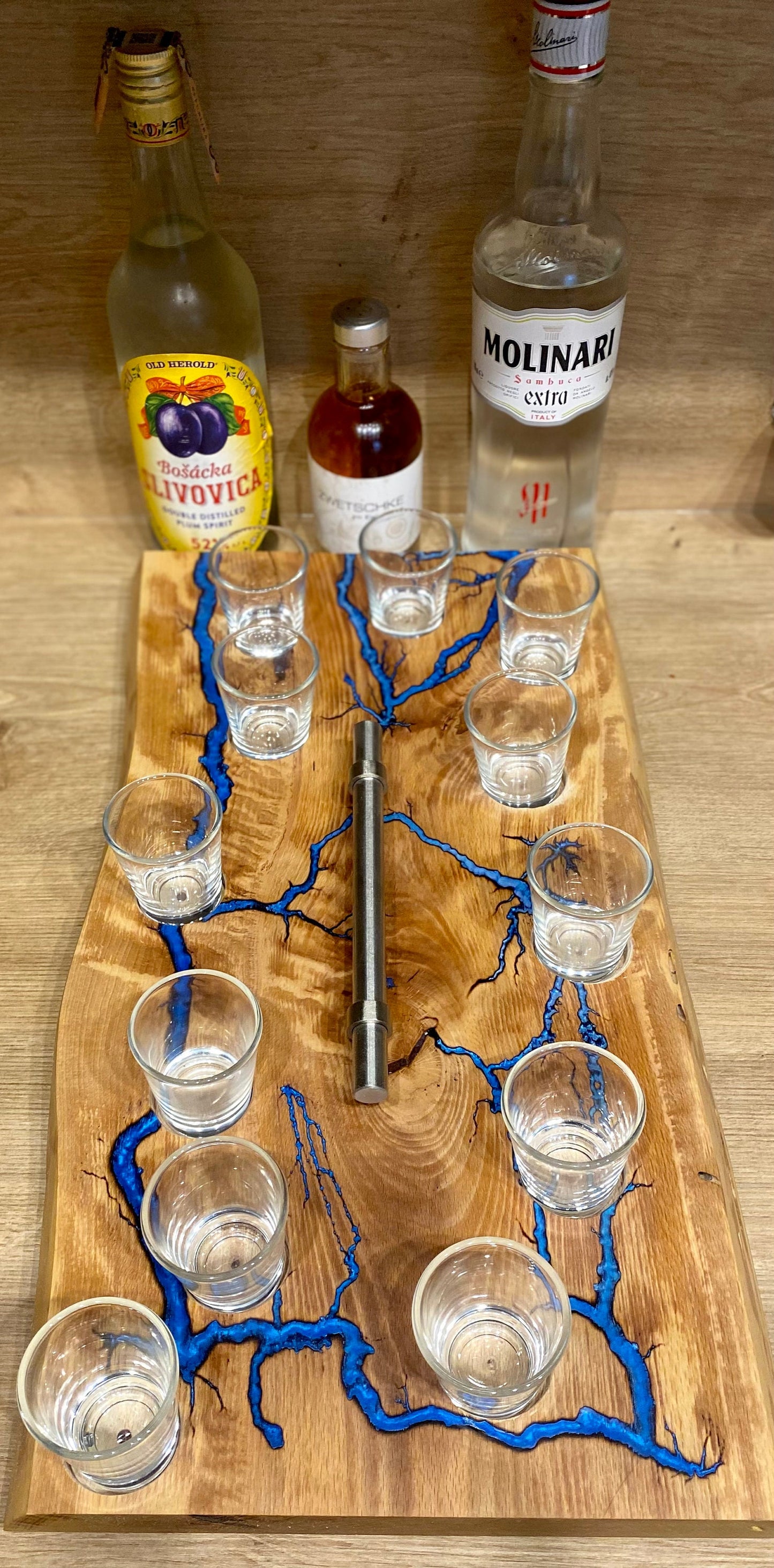 Schnapsglasbrett Shotgläser Lichtenbergfiguren | Epoxidharz Shotglass Bar Gläser | Männergeschenk Trinkspiel | Schnapsglas epoxy wood