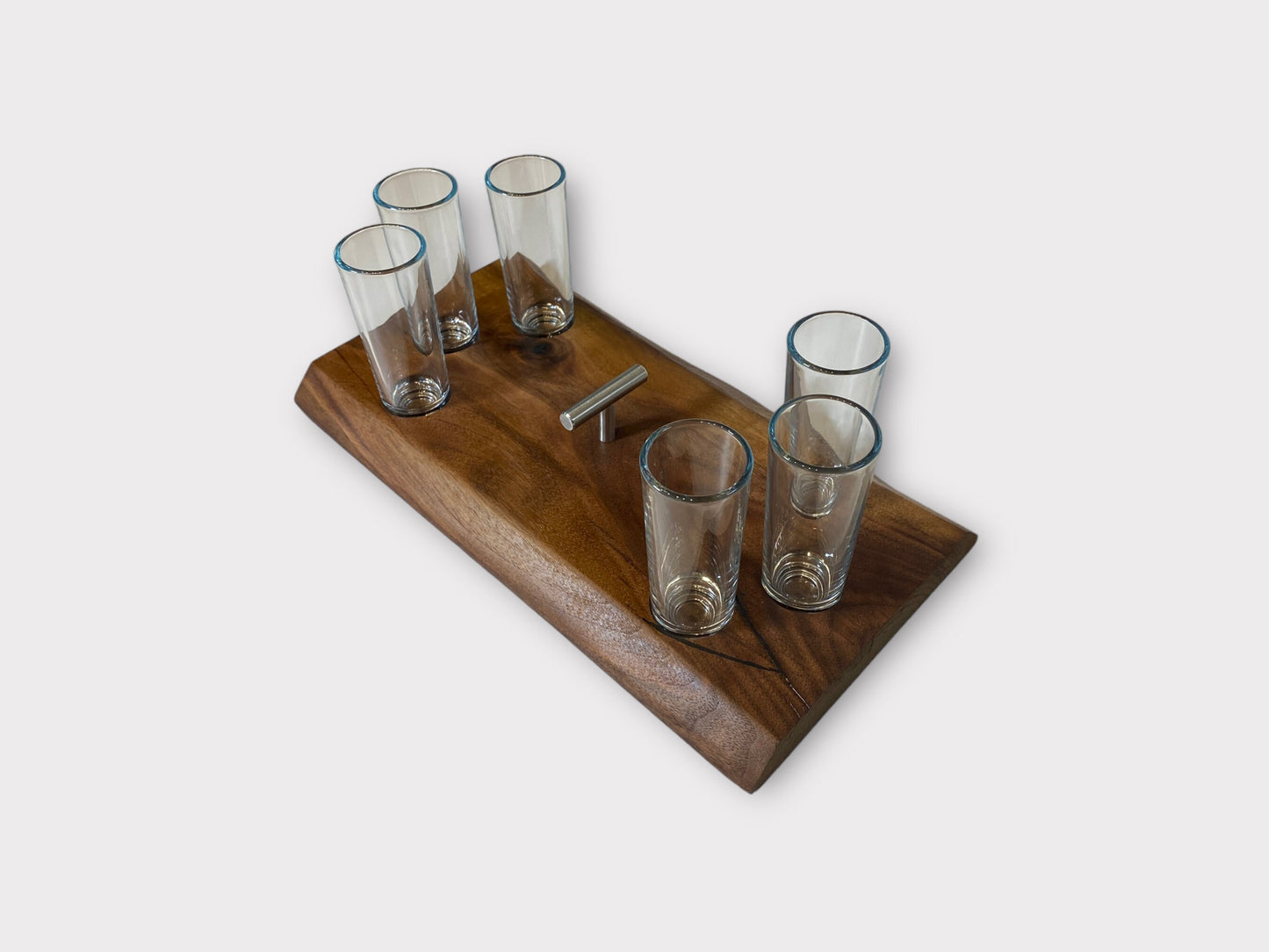 Nussholz Schnapsbrett Shotgläser Baumkante Shotglass Bar Männergeschenk Schnapsregal Nussbaum Schnapsglasbrett Schnapsbar Holz Bar