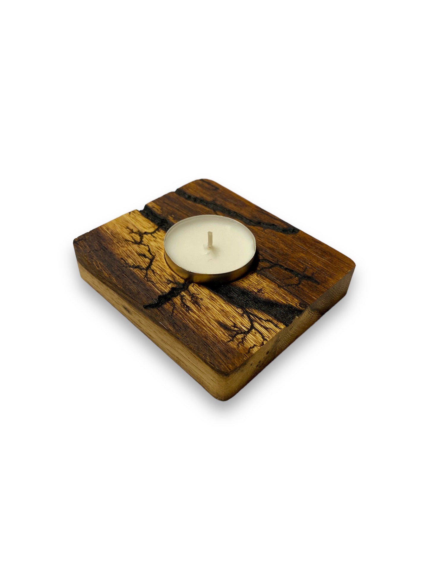 Teelichthalter Kerzenhalter Holz Lichtenbergfigure | Kerzenständer Sennaholz Windlicht Teelichter Geschenk Teelicht Deko Kerzen Geschenke