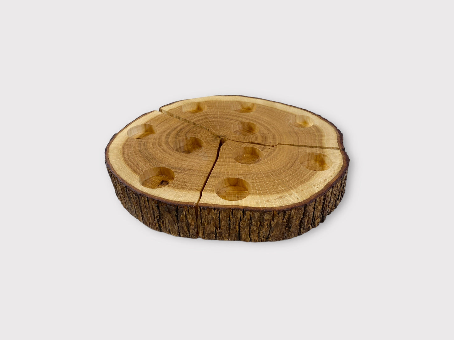 Baumscheibe Schnapsroulette Drehteller Eiche Holzbrett Shotgläser Gläser Männergeschenk Trinkspiel Schnapsglas Schnapsbrett