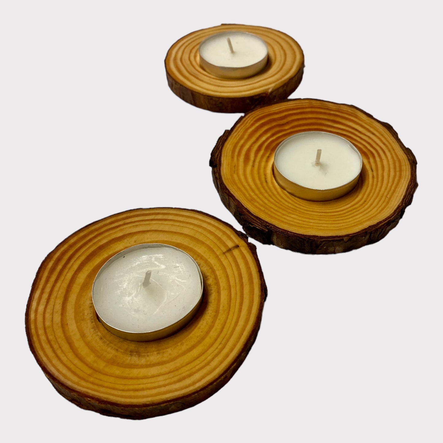 Kerzenhalter 3 Set Baumscheibe Teelichthalter Kerzenständer Kiefer Windlicht Teelichter Holzscheiben Teelicht Holzdeko Kerzen Geschenke