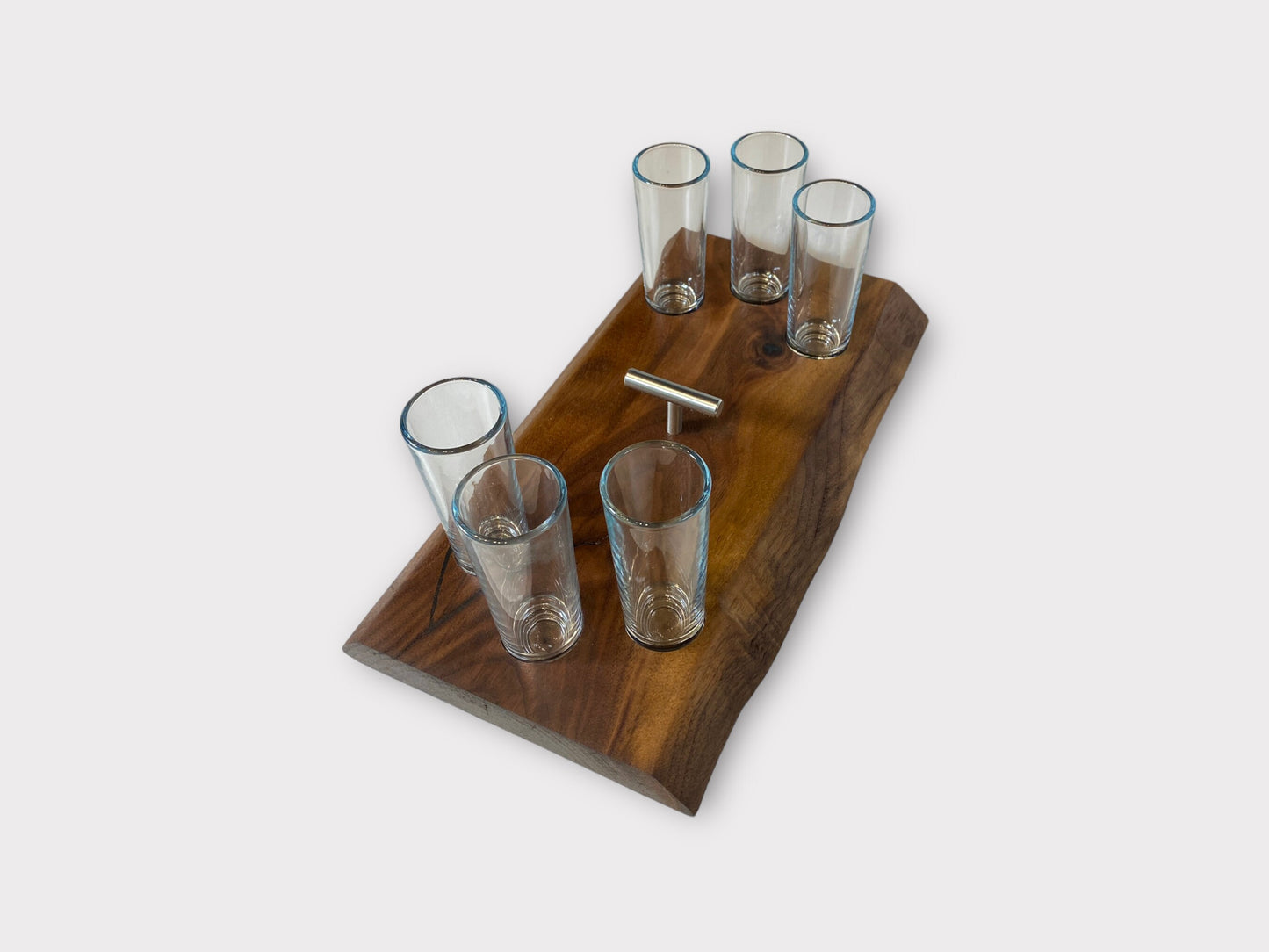 Nussholz Schnapsbrett Shotgläser Baumkante Shotglass Bar Männergeschenk Schnapsregal Nussbaum Schnapsglasbrett Schnapsbar Holz Bar