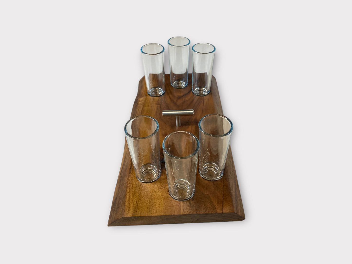 Nussholz Schnapsbrett Shotgläser Baumkante Shotglass Bar Männergeschenk Schnapsregal Nussbaum Schnapsglasbrett Schnapsbar Holz Bar