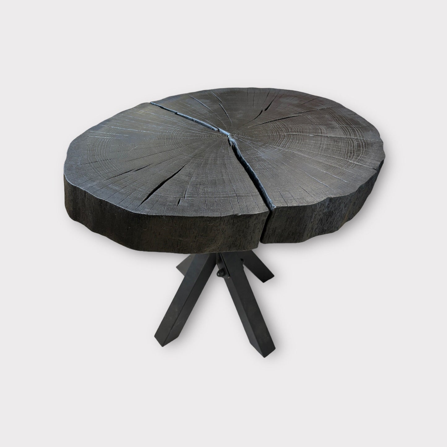 Furniture round table oak Black modern verbrannt verkohlt Coffeetable Massivholz Couchtisch Sofatisch Laptoptisch
