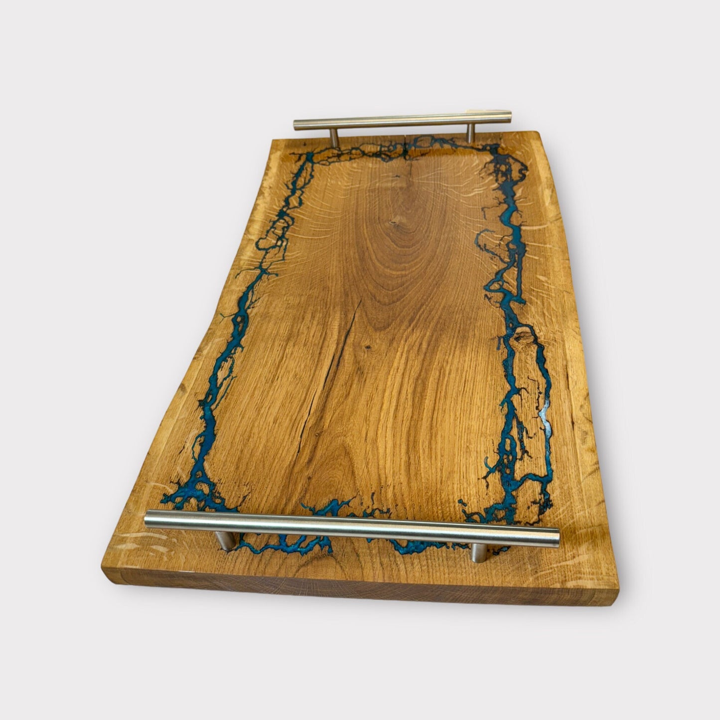 Servierbrett Tablett Servierplatte Lichtenberg Figur | Servierteller Holz Epoxidharz Serviertablett Wood | Geschenk epoxy wood Deko tablett