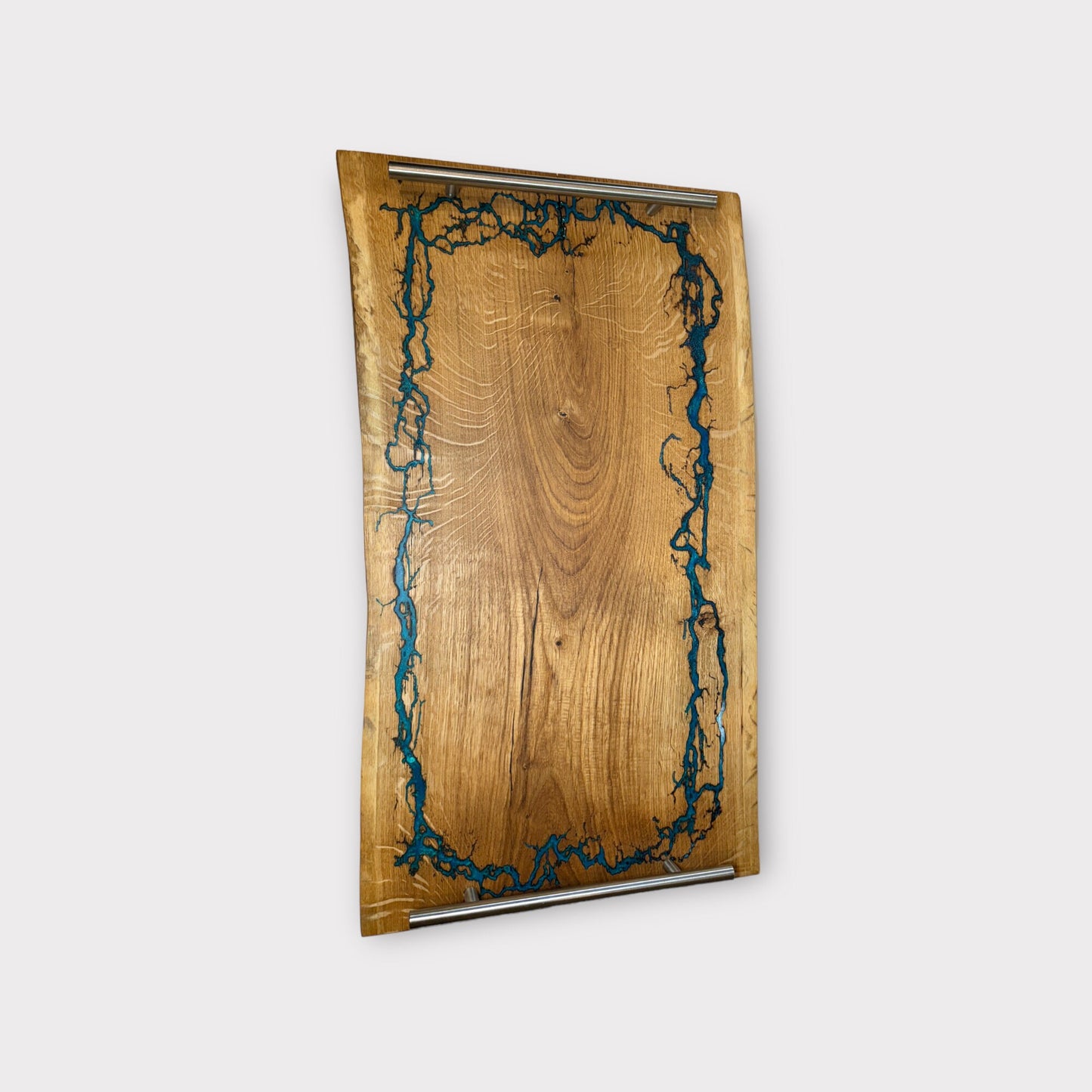 Servierbrett Tablett Servierplatte Lichtenberg Figur | Servierteller Holz Epoxidharz Serviertablett Wood | Geschenk epoxy wood Deko tablett