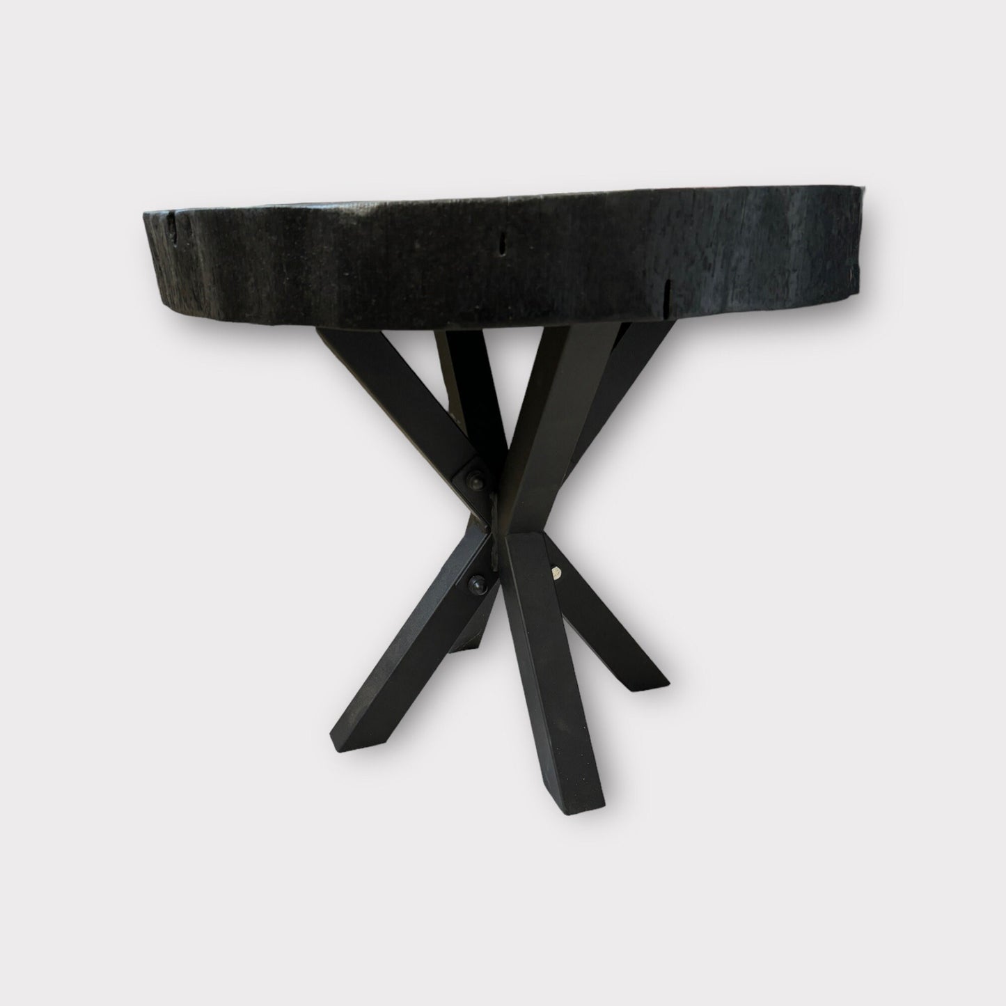 Furniture round table oak Black modern verbrannt verkohlt Coffeetable Massivholz Couchtisch Sofatisch Laptoptisch
