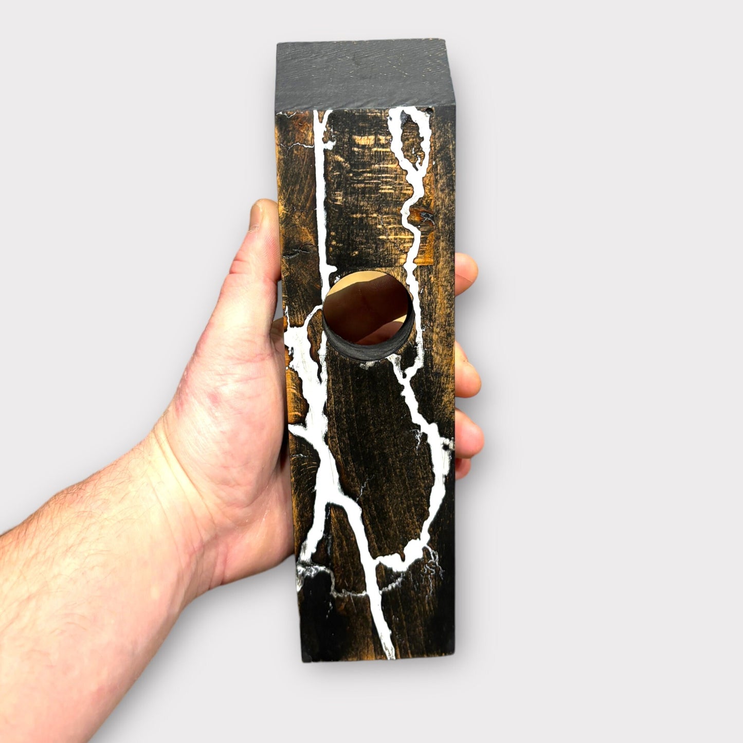 Weinflaschenhalter Weinständer magischer Flaschenhalter Lichtenbergfiguren fraktal burn Geschenk Weihnachten Vatertag Flasche Holz Epoxy