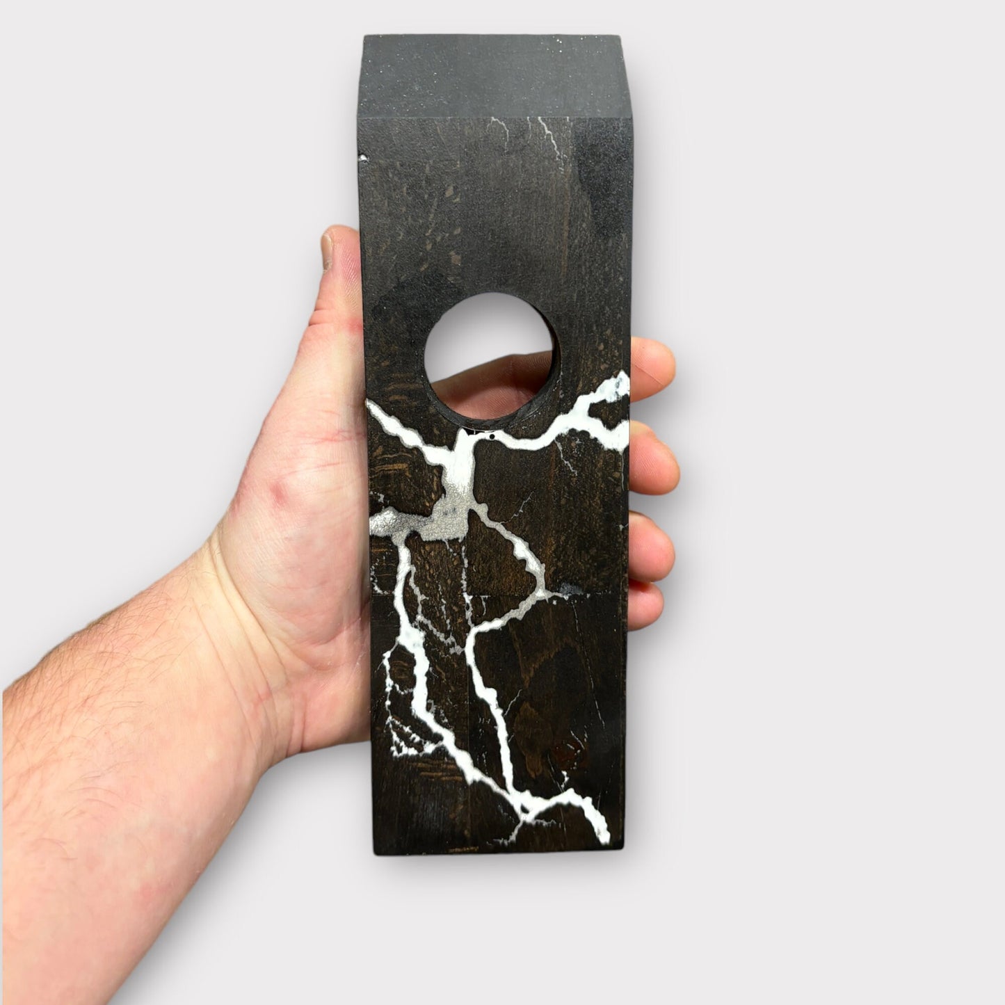Holz-Epoxy Weinflaschenhalter – Lichtenberg Kunst, Unikat Geschenk Weinständer, magischer Flaschenhalter, fractal wood burn Weihnachten