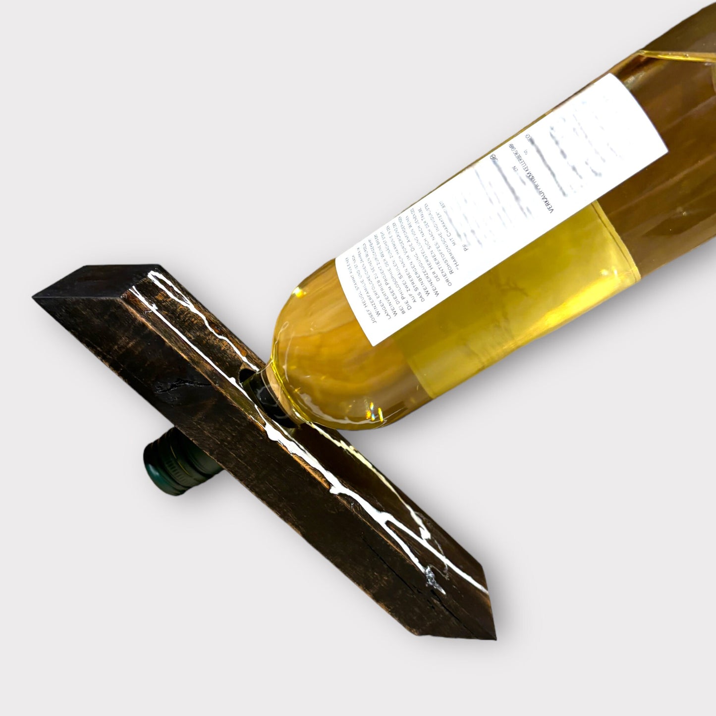 Weinflaschenhalter Weinständer magischer Flaschenhalter Lichtenbergfiguren fraktal burn Geschenk Weihnachten Vatertag Flasche Holz Epoxy