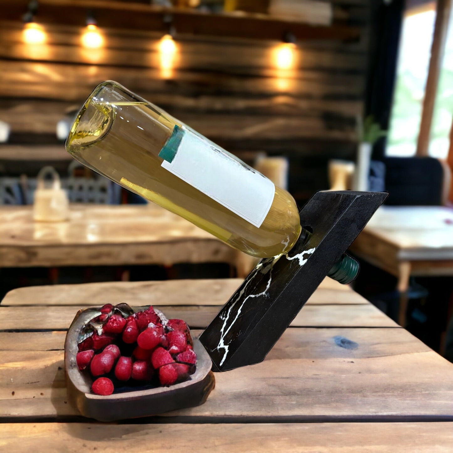 Holz-Epoxy Weinflaschenhalter – Lichtenberg Kunst, Unikat Geschenk Weinständer, magischer Flaschenhalter, fractal wood burn Weihnachten