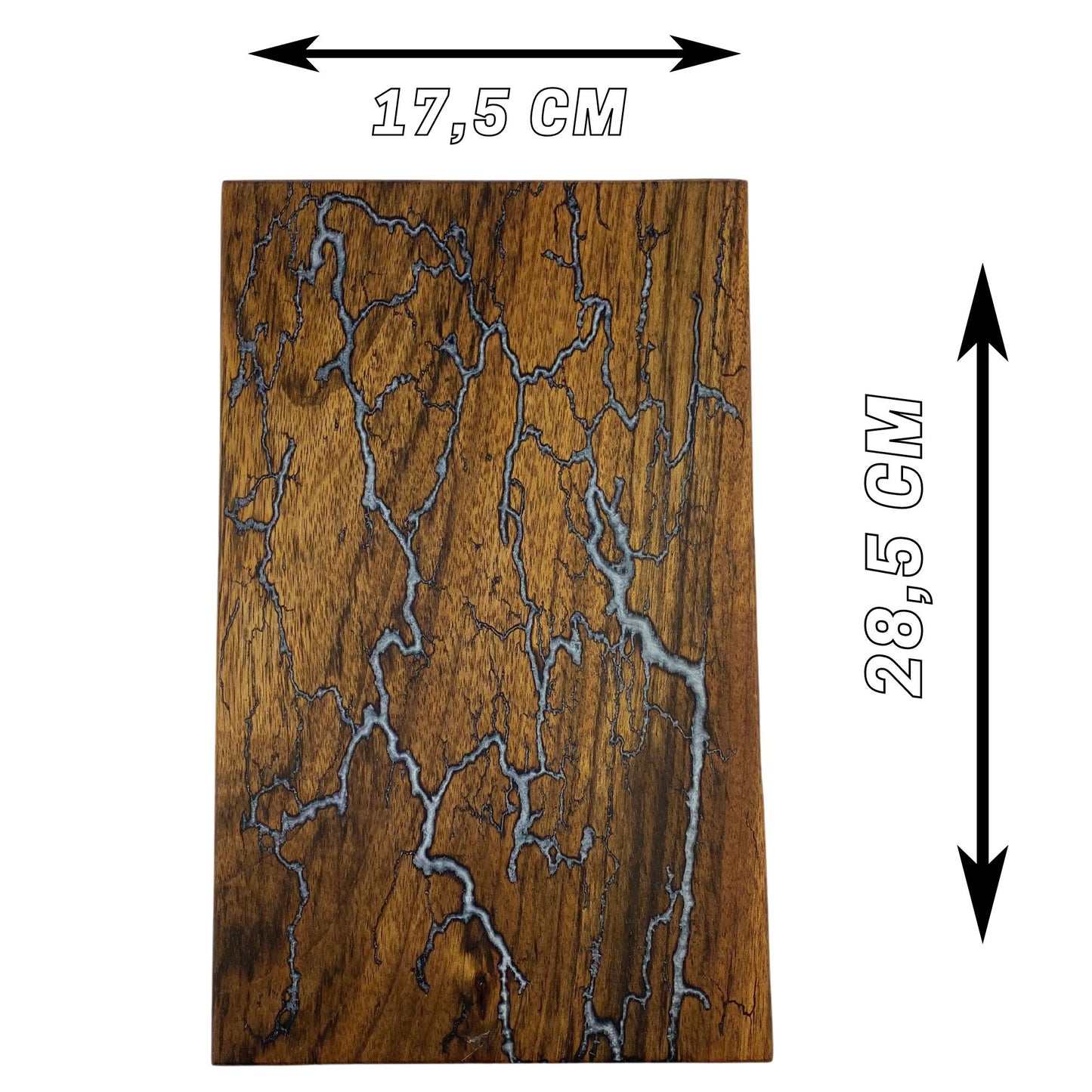 Schneidebrett Nussholz mit Lichtenberg Figuren und Epoxidharz