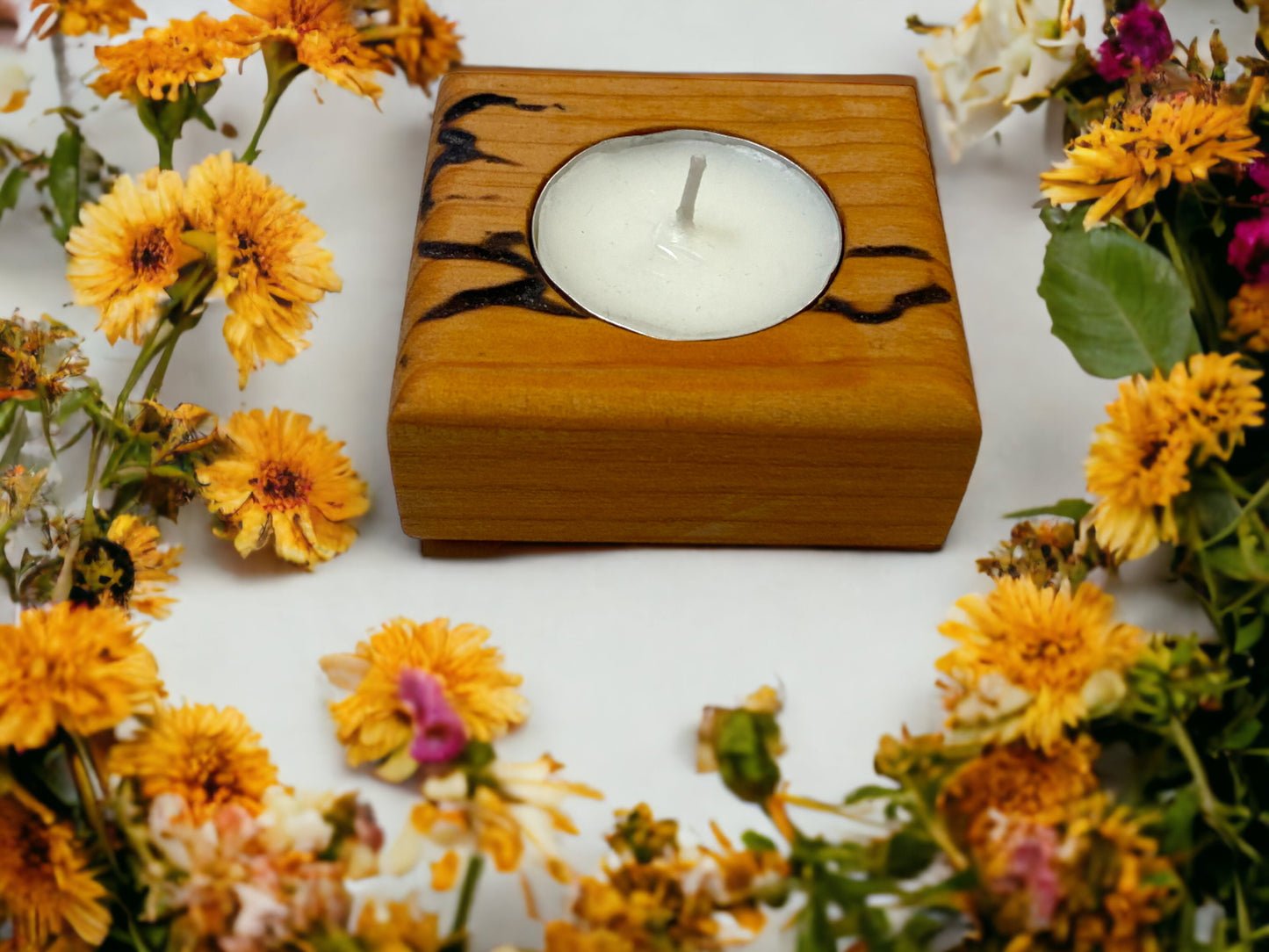 Kerzenhalter Holz Teelichthalter | Kerzenständer Holz Windlicht | Teelichter Geschenk Frau | Teelicht Deko | Kerzen Geschenkeset Woodburn