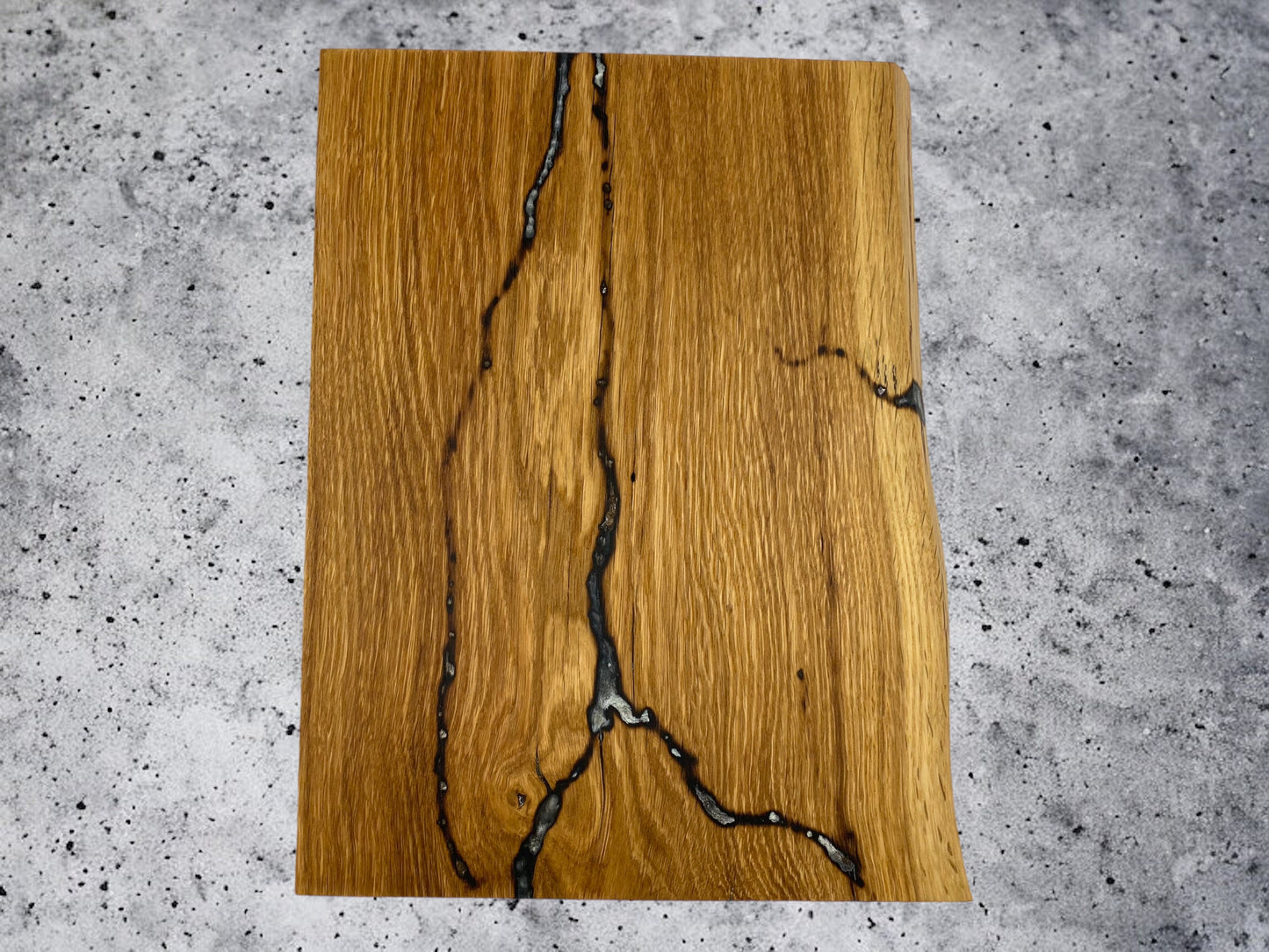 Servierbrett Jausenbrett Massivholz | Käseplatte Eichenholz Lichtenberg Figuren Epoxidharz | Schneidebrett fraktal burn Epoxy wood