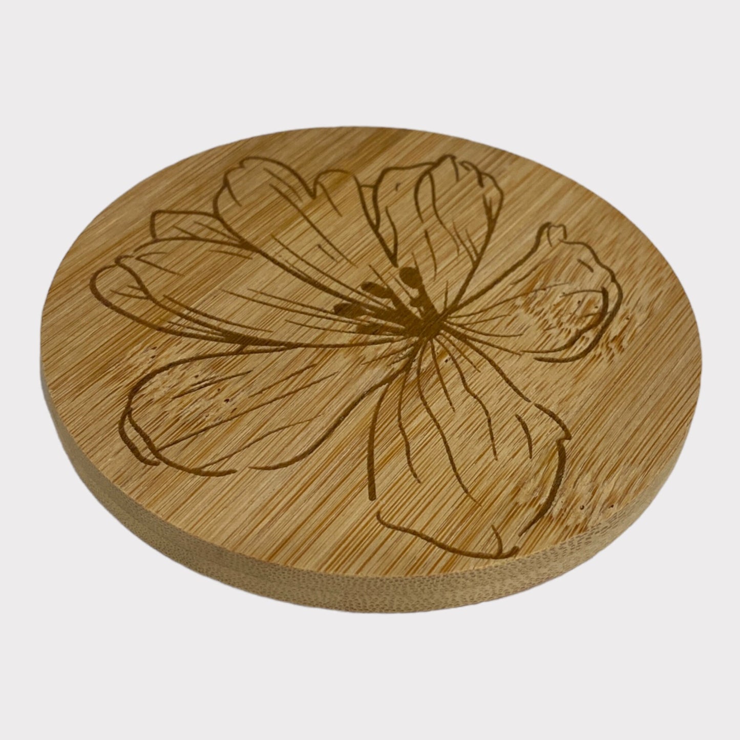 Glas Untersetzer Hibiskusblüte Bambus Holz Bierdeckel Weinglas Holzuntersetzer Lasergravur Blumen Geschenke Set Getränke Barzubehör Cocktail