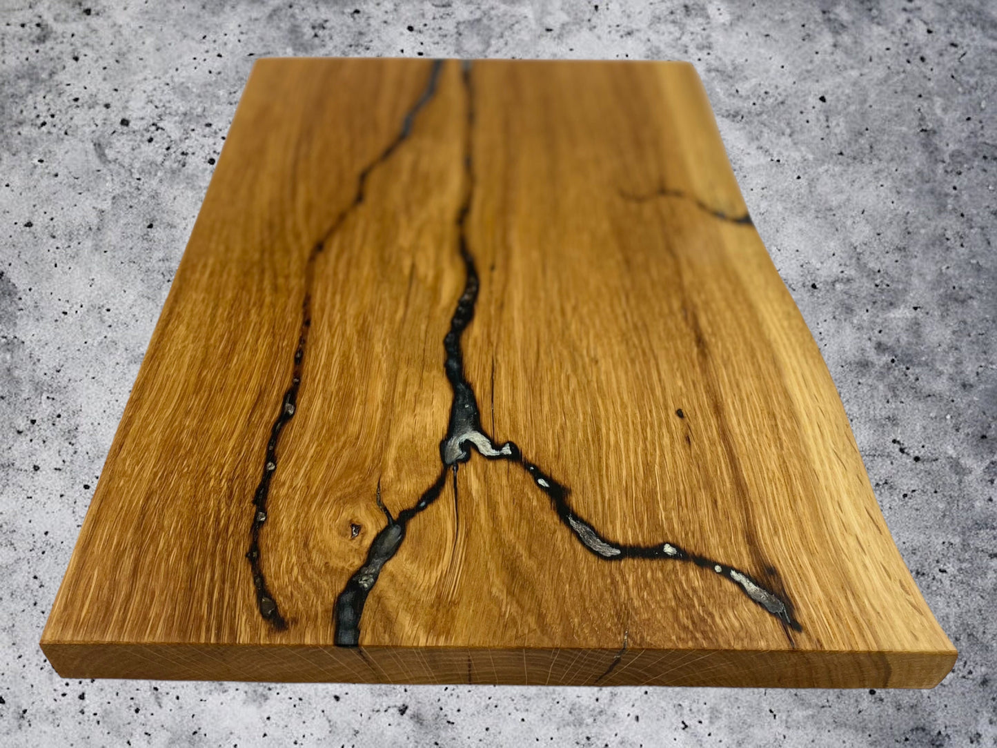 Servierbrett Jausenbrett Massivholz | Käseplatte Eichenholz Lichtenberg Figuren Epoxidharz | Schneidebrett fraktal burn Epoxy wood