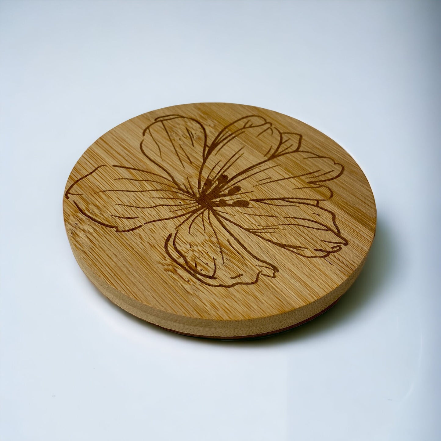 Glas Untersetzer Hibiskusblüte Bambus Holz Bierdeckel Weinglas Holzuntersetzer Lasergravur Blumen Geschenke Set Getränke Barzubehör Cocktail