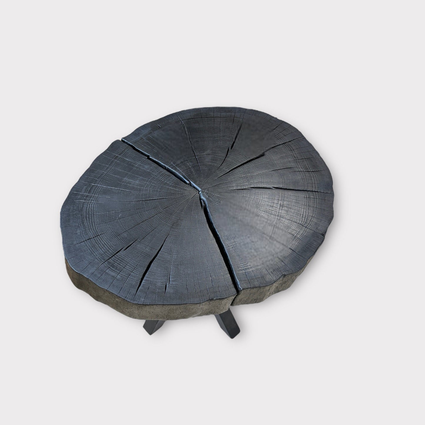 Furniture round table oak Black modern verbrannt verkohlt Coffeetable Massivholz Couchtisch Sofatisch Laptoptisch